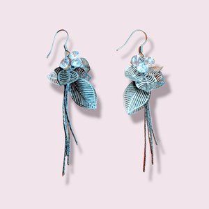 Drop leaf dangle silver earrings hypoallergenic